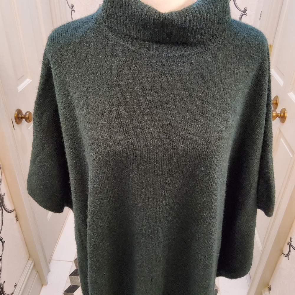 Heather Green Turtle Neck Pullover Shawl - image 2